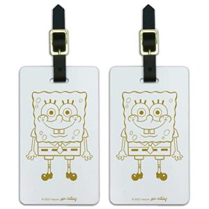 spongebob full front luggage id tags suitcase carry-on cards - set of 2