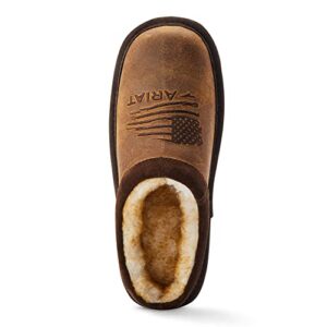 ARIAT Men's Indoor/Outdoor Comfortable Suede Upper Square Toe Patriot Slippers with Shearling Lining, Dusty Brown, 10