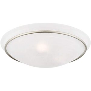 3 Light Brushed Nickel Ceiling Light Fixture with White Alabaster Glass Shade