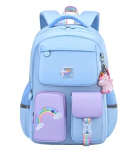 pink unicorn backpack for girls, large capacity waterproof bookbag multifunction casual daypack laptop travel bag for teens