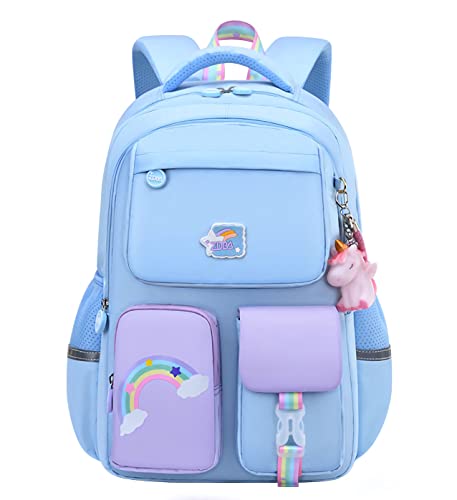 Pink Unicorn Backpack For Girls, Large Capacity Waterproof Bookbag Multifunction Casual Daypack Laptop Travel Bag For Teens