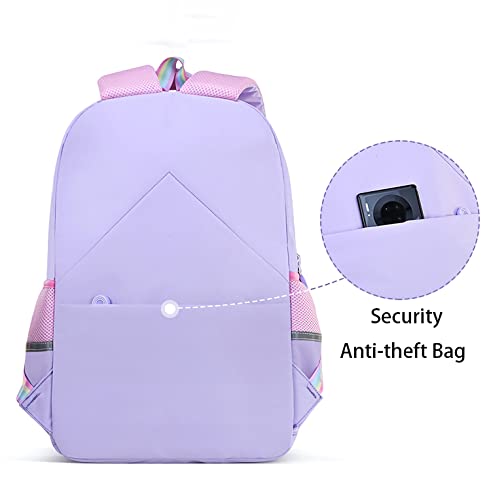 Pink Unicorn Backpack For Girls, Large Capacity Waterproof Bookbag Multifunction Casual Daypack Laptop Travel Bag For Teens