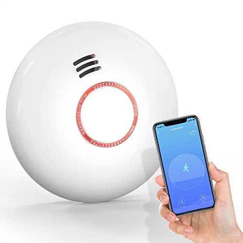 Jemay Smart Smoke Detector Receive Alerts with App, Wireless Wi-Fi Smoke Alarm with Self-Check Function, Fire Alarm with Photoelectric Sensor, Replaceable Lithium Battery & Silence Button