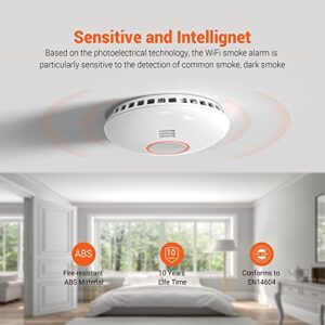 Jemay Smart Smoke Detector Receive Alerts with App, Wireless Wi-Fi Smoke Alarm with Self-Check Function, Fire Alarm with Photoelectric Sensor, Replaceable Lithium Battery & Silence Button