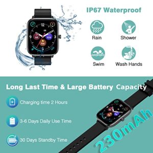 Smart Watch 2023 (Call Receive/Dial) Fitness Tracker Compatible iPhone and Android, 1.7" Full Touch Screen Heart Rate Sleep Blood Pressure Monitor, IP67 Waterproof Digital Watch for Women Men-Black