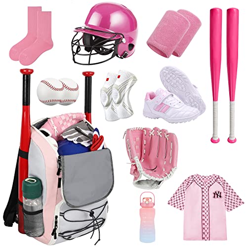 Baseball Backpack, Baseball Bag with USB Charging Port, Youth Softball Bat Bag with Vented Shoes Compartment, Lightweight Baseball Bag TBall Bat & Equipment with Fence Hook, Gift for Boy Girls