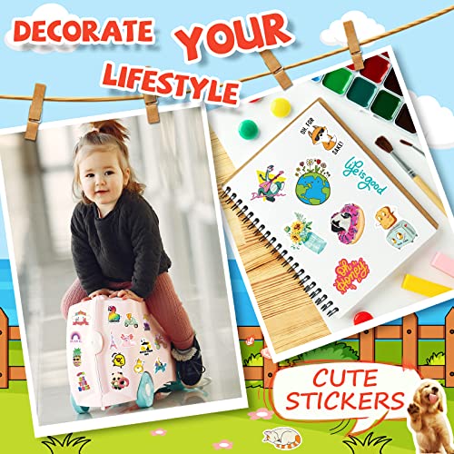 300 Pcs Cute Stickers for Kids, Water Bottle Stickers, Vinyl Aesthetic Stickers, Waterproof Stickers for Laptop Skateboard Scrapbook Animal Kawaii Teacher Computer Hydroflask, Mixed Colorful Sticker Packs for Teens Girls Kids Adults.