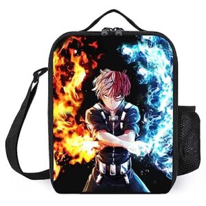 cejburw anime manga lunch box, durable insulated leakproof lunch bag large tote meal bag for travel, wear resistant casual lunchbox (black2, one size)