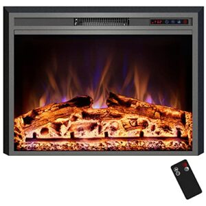 kentsky electric fireplace, 25" electric fireplace inserts, recessed fireplace heater with remote control, adjustable flame colors, timer&overheating protection, 750/1500w