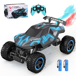 homye remote control car, 1:16 rc cars for boys age 4-7 8-12 with scale sprays and lights, 2 batteries for 60 minutes playtime, all terrains rc drift car for boys girls