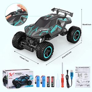 HOMYE Remote Control Car, 1:16 RC Cars for Boys Age 4-7 8-12 with Scale Sprays and Lights, 2 Batteries for 60 Minutes Playtime, All Terrains RC Drift Car for Boys Girls