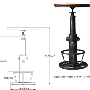 Topower Industrial Bar Table 38.58-48.43" Adjustable Pub Table Kitchen Dining Coffee Bistro Table Silver