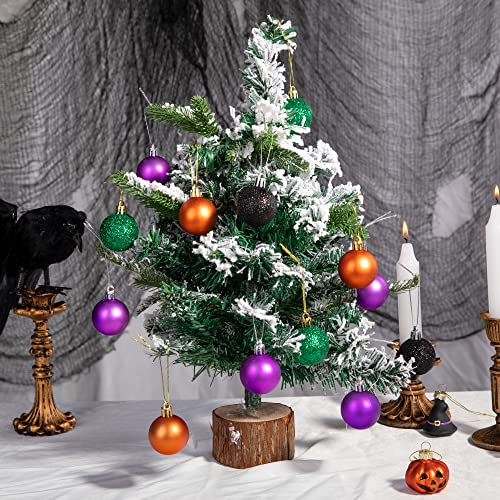 Deloky 36 Pcs Halloween Glitter Hanging Ball- 1.6 Inch Halloween Shatterproof Ball Ornaments- Shiny Tree Ball Ornaments for Halloween Christmas Party Tree Decoration