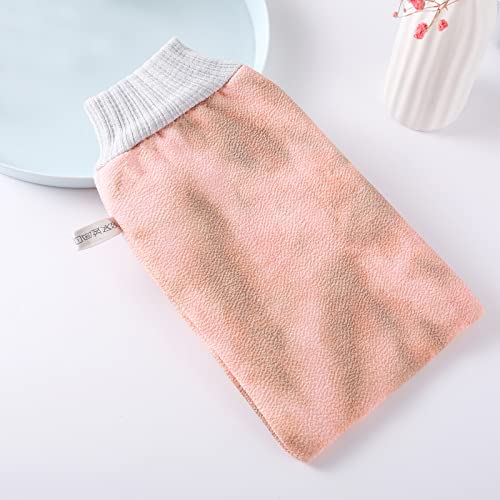 KDK Exfoliating Bath Gloves,Loofahs Body Scrub Mitts,Exfoliating Washcloth for Women and Men.(2PCS Pink&Blue Tie-dye)