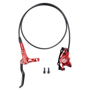 cyclon mtb hydraulic disc brakes set, black/red aluminum alloy hydraulic brakes for mountain bike left front 1000mm right rear 1700mm hydraulic bicycle brakes with is/pm adapter fit 160mm rotor
