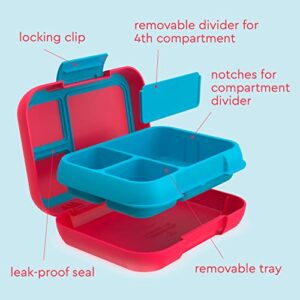 Bentgo® Pop - Bento-Style Lunch Box for Kids 8+ and Teens - Holds 5 Cups of Food with Removable Divider for 3-4 Compartments - Leak-Proof, Microwave/Dishwasher Safe, BPA-Free (Flame Red/Turquoise)