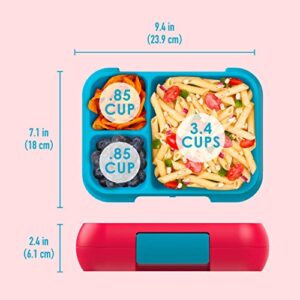 Bentgo® Pop - Bento-Style Lunch Box for Kids 8+ and Teens - Holds 5 Cups of Food with Removable Divider for 3-4 Compartments - Leak-Proof, Microwave/Dishwasher Safe, BPA-Free (Flame Red/Turquoise)