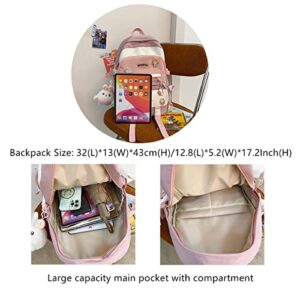 Mfikaryi kawaii Girls Backpack with Cute,Aesthetic Backpacks for School Bags,Bookbag with Cute Plush Pendant for Teens