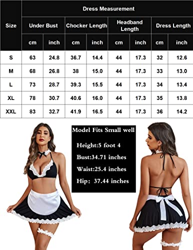 Avidlove French Maid Lingerie Women's Exotic Costumes Role Playing Lingerie Schoolgirl Lingerie Black Large