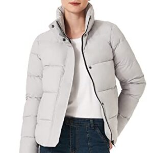 ROYAL MATRIX Women's Cropped Puffer Jacket Winter Lightweight puffer jacket Short Warm puffy Jacket (Grey, Medium)