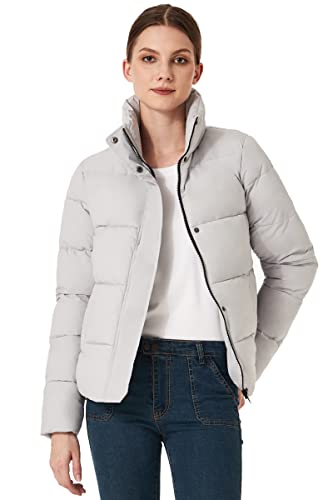 ROYAL MATRIX Women's Cropped Puffer Jacket Winter Lightweight puffer jacket Short Warm puffy Jacket (Grey, Medium)