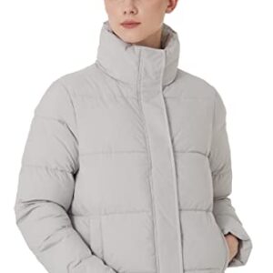 ROYAL MATRIX Women's Cropped Puffer Jacket Winter Lightweight puffer jacket Short Warm puffy Jacket (Grey, Medium)