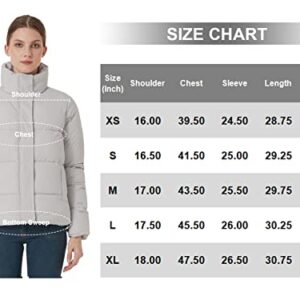 ROYAL MATRIX Women's Cropped Puffer Jacket Winter Lightweight puffer jacket Short Warm puffy Jacket (Grey, Medium)