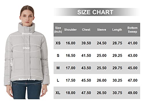 ROYAL MATRIX Women's Cropped Puffer Jacket Winter Lightweight puffer jacket Short Warm puffy Jacket (Grey, Medium)