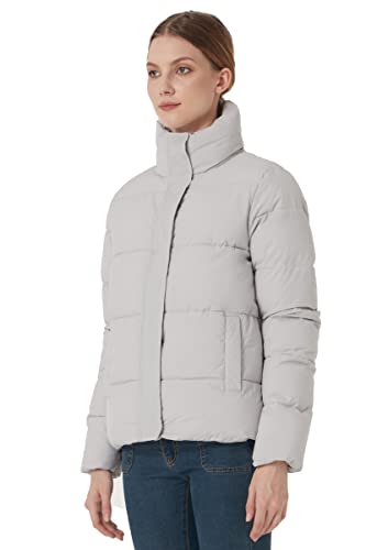 ROYAL MATRIX Women's Cropped Puffer Jacket Winter Lightweight puffer jacket Short Warm puffy Jacket (Grey, Medium)