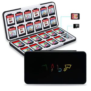 noop game card case for nintendo switch& switch oled game card and micro sd card, portable switch game holder with 24 game card slots and 24 micro sd card slots (pokemon)