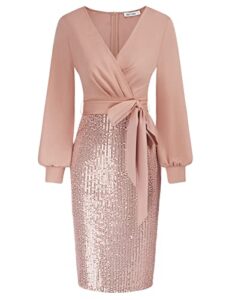 grace karin sequin wedding guest dresses for women wear to party bodycon with belt pink xxl