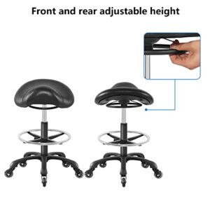 Saddle Stool Rolling Chair for Drafting Lab Clinic Dentist Salon Massage Office and Home Kitchen