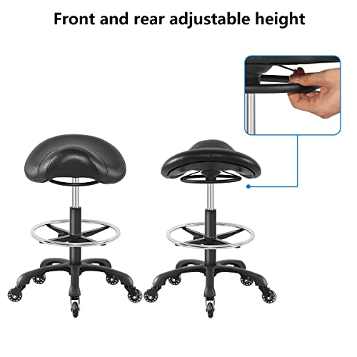 Saddle Stool Rolling Chair for Drafting Lab Clinic Dentist Salon Massage Office and Home Kitchen