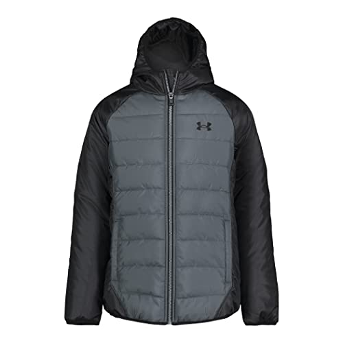 Under Armour Boys' Tuckerman Puffer Jacket, Mid-Weight, Zipper Closure, Pitch Gray-CORE, 3T