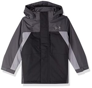 under armour boys' westward 3-in-1 jacket, removable hood & liner, windproof & water repellant, black gray block, 6
