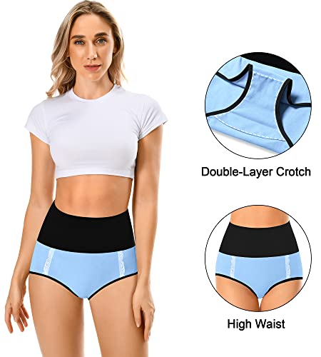 MISSWHO Cotton High Waisted Womens Underwear, Tummy Control Postpartum Essential Panties Full Coverage, C Section Ladies Briefs Plus Size Underpants 5 Pack Size 7 Large