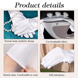 1920s Long Evening Satin Elbow Gloves Opera Gloves Stretch Bridal Wedding Prom Party Costume Accessories Gloves for Women (White, 15 Inch)