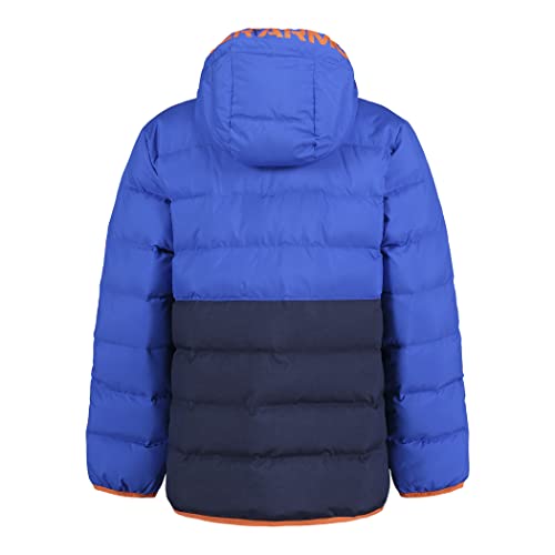 Under Armour Boys' Pronto Colorblock Puffer Jacket, Mid-Weight, Zip Up Closure, Repels Water, Versa Blue/Orange, 5