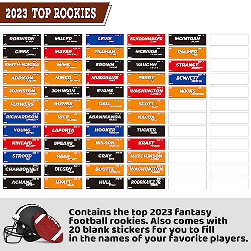 Fantasy Football Draft Board 2023-2024 Kit, 580 Player Labels, 6 Feet x 4 Feet Board(14 Teams 20 Rounds), 2023 Top Rookie, Blank Label