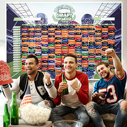 Fantasy Football Draft Board 2023-2024 Kit, 580 Player Labels, 6 Feet x 4 Feet Large Board with 14 Teams, 20 Rounds, 2023 Top Rookie, Blank Label