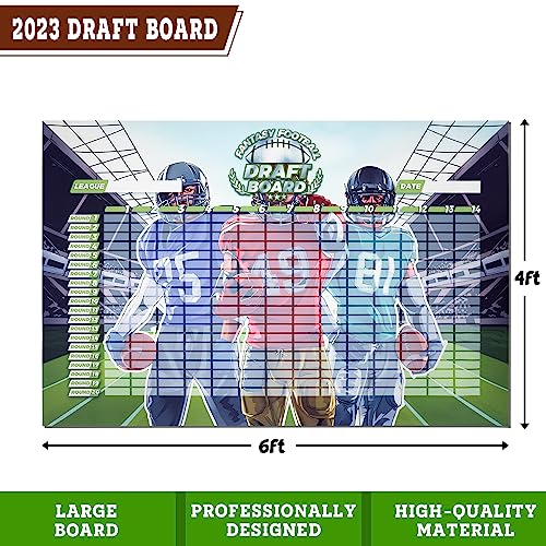 Fantasy Football Draft Board 2023-2024 Kit, 580 Player Labels, 6 Feet x 4 Feet Large Board with 14 Teams, 20 Rounds, 2023 Top Rookie, Blank Label