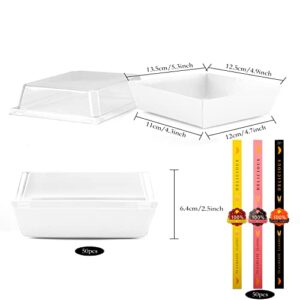 Mini Cake Box,50 Pcs 4.5 Inch Clear Plastic Mini Cupcake Box Muffins Box Cookies Dome Box Mooncake Box Small Single Muffin Dessert Containers Holder Wedding Birthday Gift Box - Bonus 50 Pcs Stickers (White)