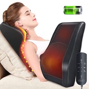 back massager with heat, cordless massagers for neck and back, shiatsu neck massage pillow for back, shoulder, leg pain relief, gifts for men women mom dad, stress relax at home office and car