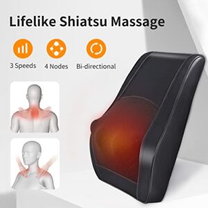 Back Massager with Heat, Cordless Massagers for Neck and Back, Shiatsu Neck Massage Pillow for Back, Shoulder, Leg Pain Relief, Gifts for Men Women Mom Dad, Stress Relax at Home Office and Car