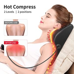 Back Massager with Heat, Cordless Massagers for Neck and Back, Shiatsu Neck Massage Pillow for Back, Shoulder, Leg Pain Relief, Gifts for Men Women Mom Dad, Stress Relax at Home Office and Car