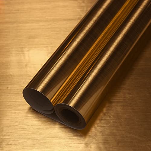 WADILE Stainless Steel Contact Paper Waterproof 15.7in X 78.7in, Metallic Peel and Stick Wallpaper, Self Adhesive Contact Paper for Countertops Kitchen Cabinet Refrigerator Appliances, Gold