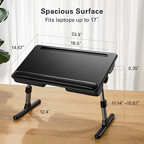 HUANUO Laptop Bed Desk, Computer Lap Tray for Couch Sofa Floor, Foldable Table with Height Adjustment & 35° Adjustable Tilt Angle for Working, Eating, HNLD19