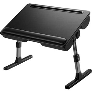 HUANUO Laptop Bed Desk, Computer Lap Tray for Couch Sofa Floor, Foldable Table with Height Adjustment & 35° Adjustable Tilt Angle for Working, Eating, HNLD19