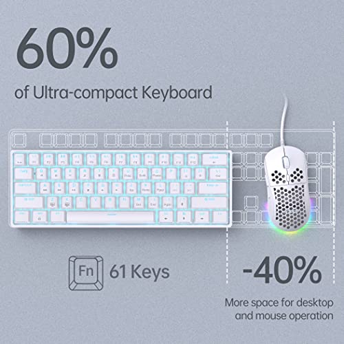 DIERYA DK61SE 60% Mechanical Gaming Keyboard, 61 Keys Anti-Ghosting, LED Backlight, Detachable USB-C, Ultra-Compact Mini Wired Keyboard with Red Linear Switch for Windows Laptop PC Gamer Typist