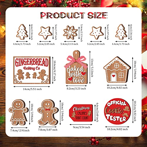 Christmas Tiered Tray Decor Winter Table Wooden Sign Decorations Xmas Tabletop Farmhouse Coffee Signs Ginger Man Snowmen Santa Decor for Christmas Party Home Kitchen Holiday (Classic, 12 Pcs)